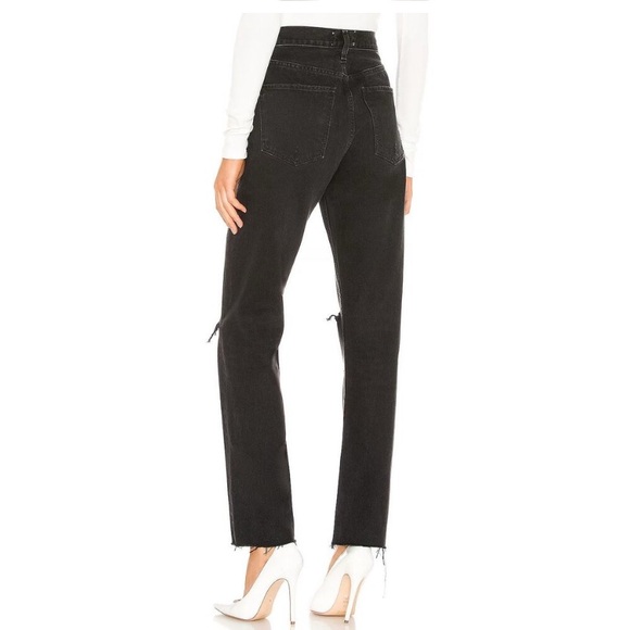 AGOLDE Cherie High Rise Straight Jeans Very Dark Grey Size 25 - Picture 2 of 8